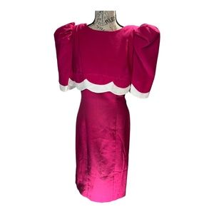 Vintage 80’s Leslie Lucks Puff Sleeve Bow Dress